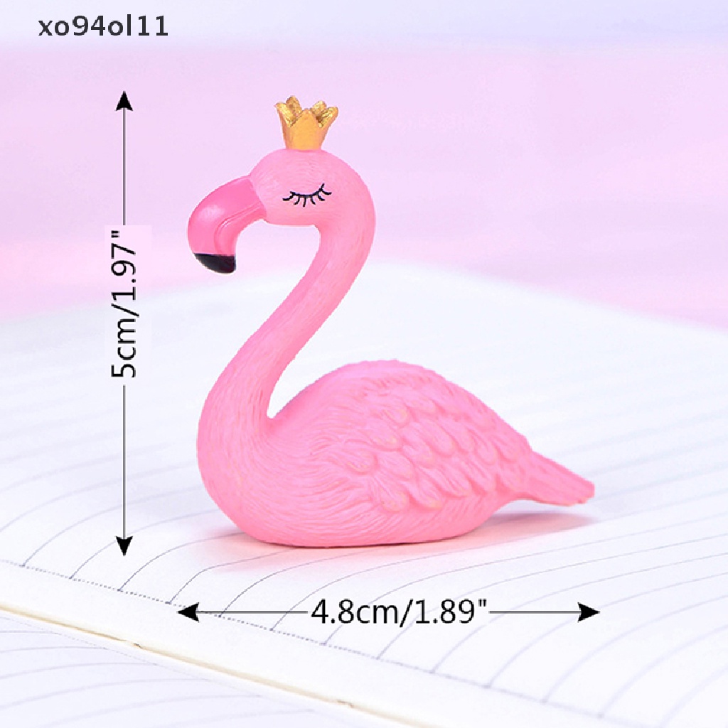 Xo Pink Resin Flamingo Figure Memakai Mahkota King Queen Hiasan Rumah Hadiah Pernikahan OL