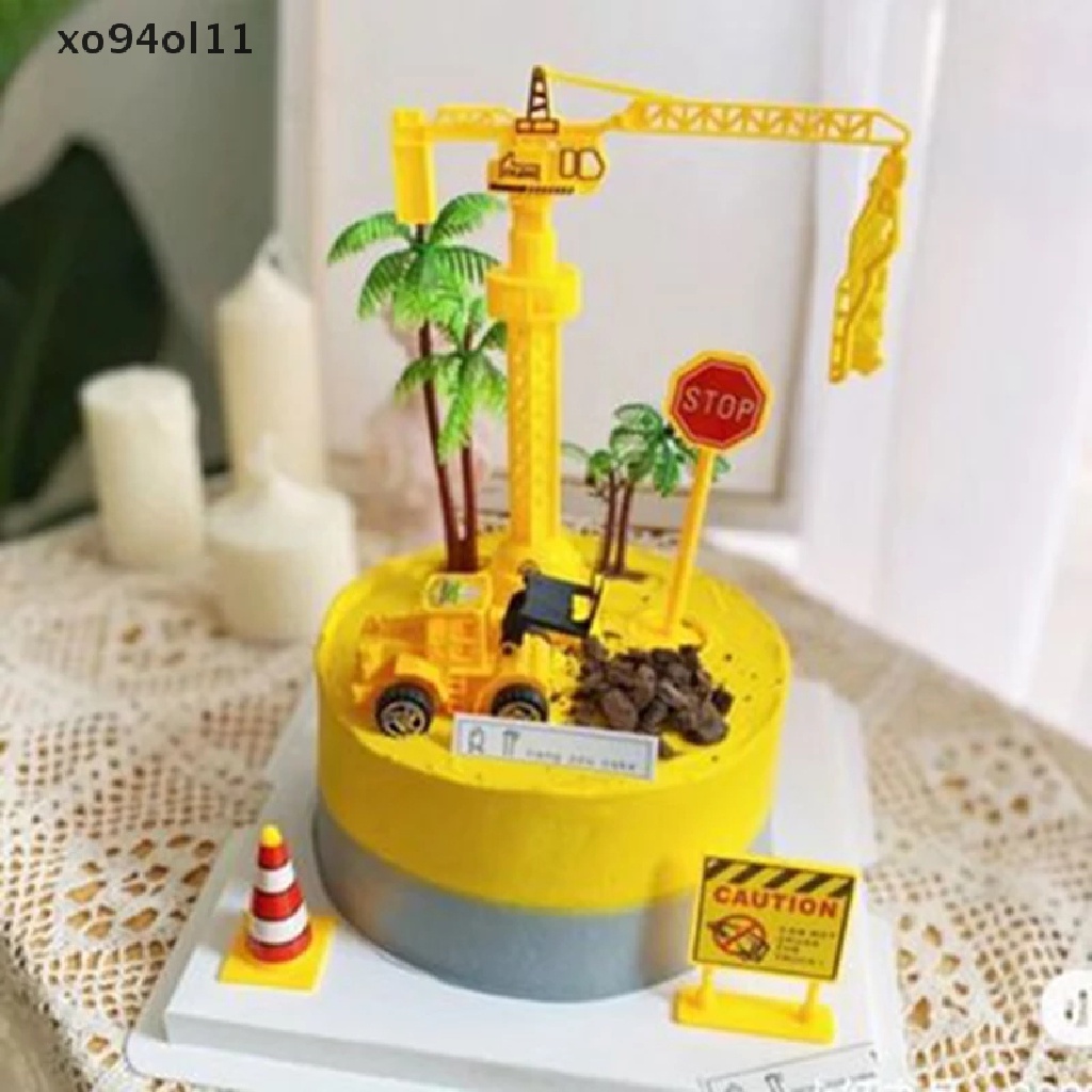 Xo Kendaraan Teknik Dekorasi Kue Mesin Gali Hiasan Kue Crane Cake Decors OL