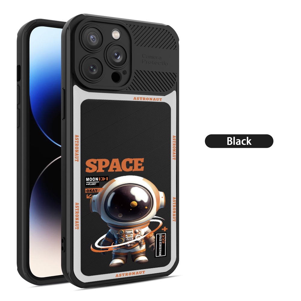 Casing Untuk iPhone 14 Pro Max14 Plus 13 Pro MAX 12 Pro MAX 11 Pro MAX X XS MAX XR Ip7 8 Plus Orange Astronot Perlindungan Penuh Anti Slip Shockproof Case Binteacase