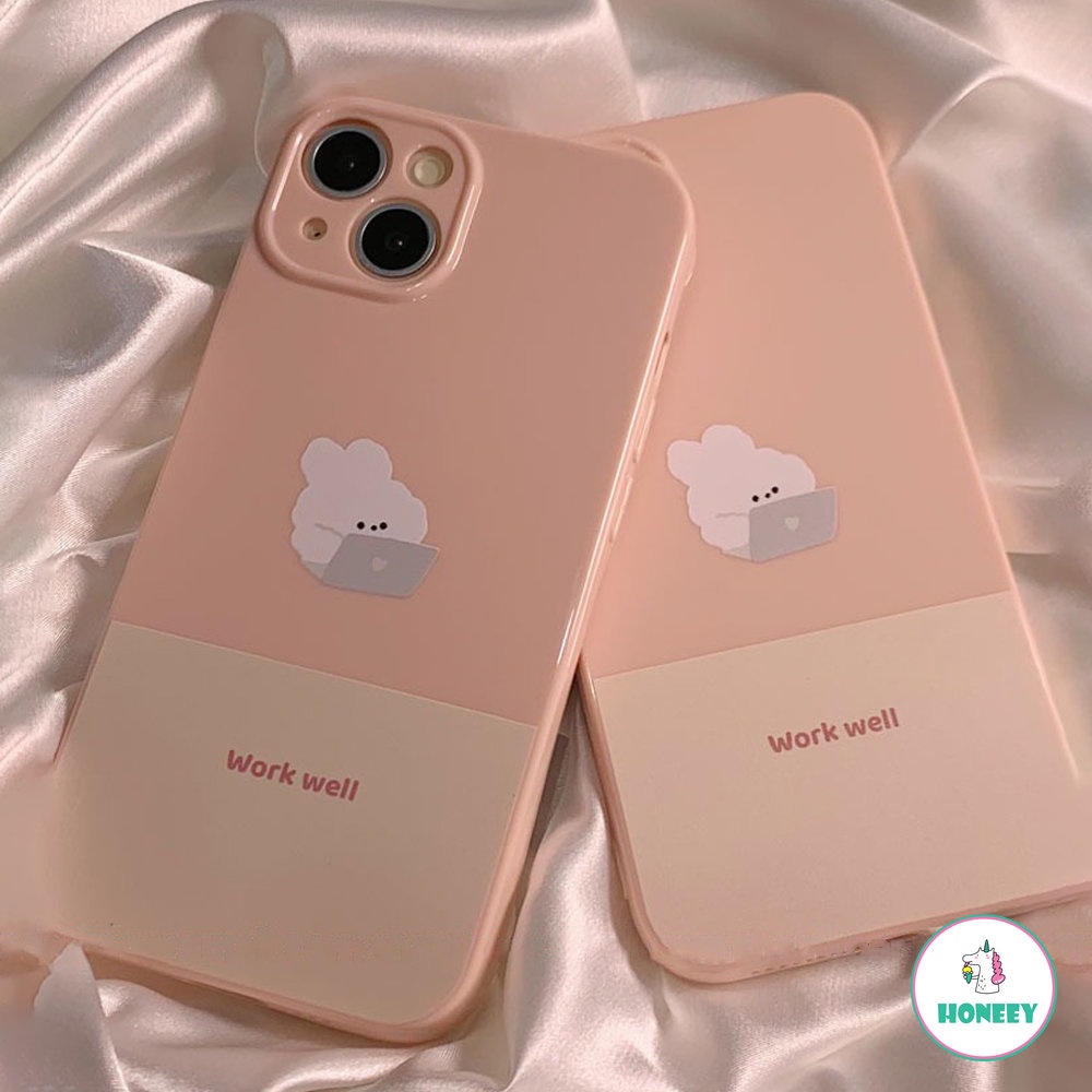 IPHONE Honey Powder Pillow Dog, Casing Ponsel Kelinci Kerja Untuk Iphone14 13 12 11 Pro Max14 Plus Sarung Casing TPU Nyaman