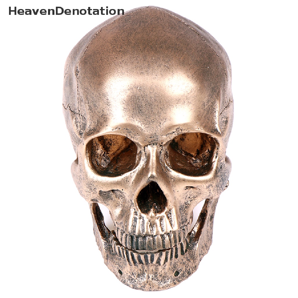 [HeavenDenotation] Patung Resin Manusia Bronze Model Tengkorak Halloween Realistis1: 1dekorasi HDV