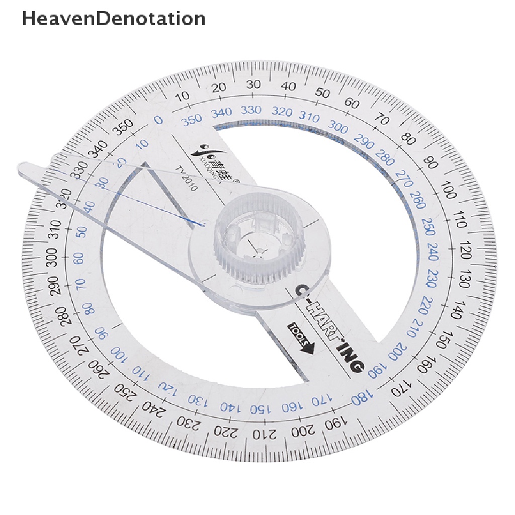 [HeavenDenotation] Portabel Diameter 10cm Plastik 360derajat Pointer Busur Derajat Penggaris HDV