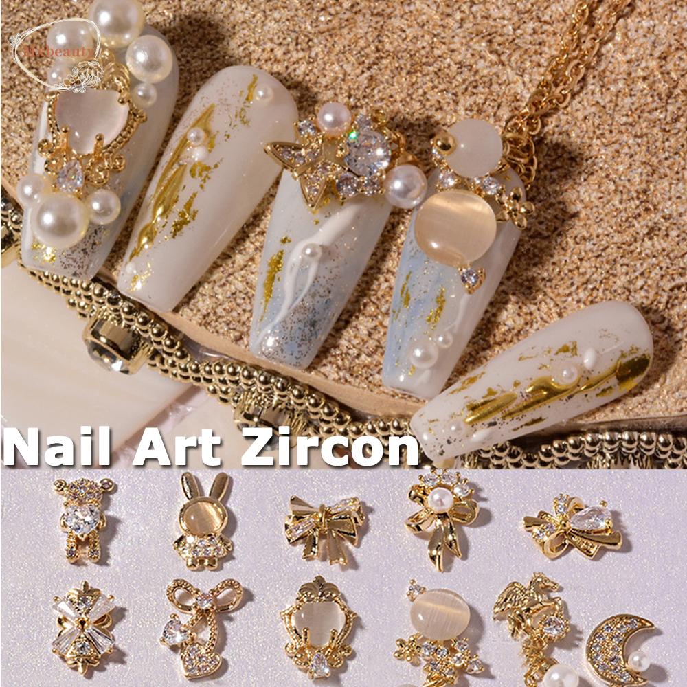 CHARMS Mxbeauty Liontin Rantai Kristal Berlian Imitasi Bentuk Beruang Opal 3d Untuk Dekorasi Nail Art