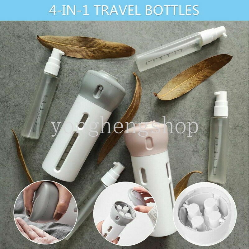 Kreatif 4in1 Shampoo Lotion Dispenser Travel Portable Shower Gel Wadah Emulsi Isi Ulang Sabun Cair Split bottle Botol Terpisah Toiletries Sub-Botol