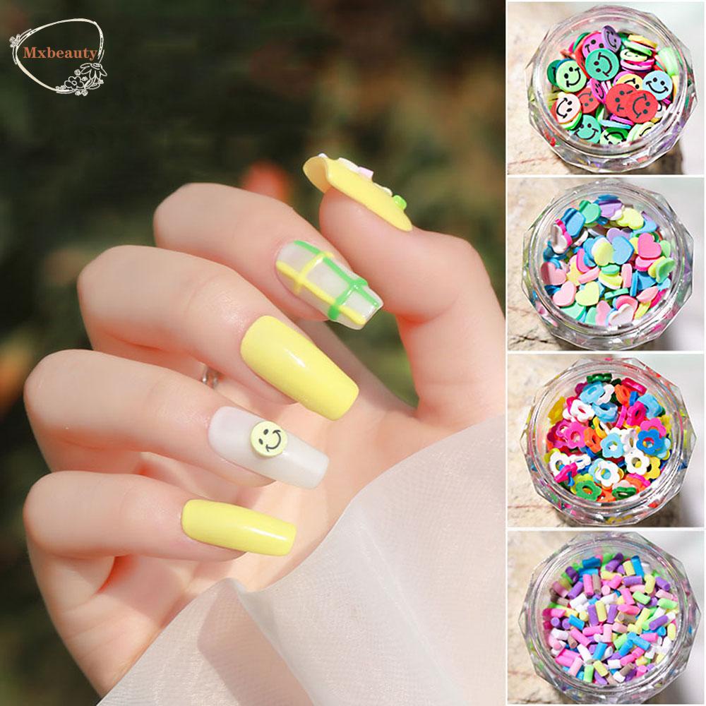 Mxbeauty Dekorasi Nail Art 3D Rainbow Smiley Candy Peach Hati DIY Nail Art