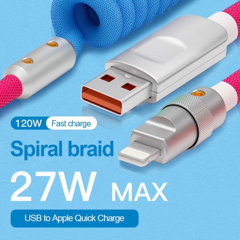 3a Kabel Pengisian Cepat Yang Dapat Ditarik Paduan Aluminium PD Charging Cable Kabel Data Untuk android ios