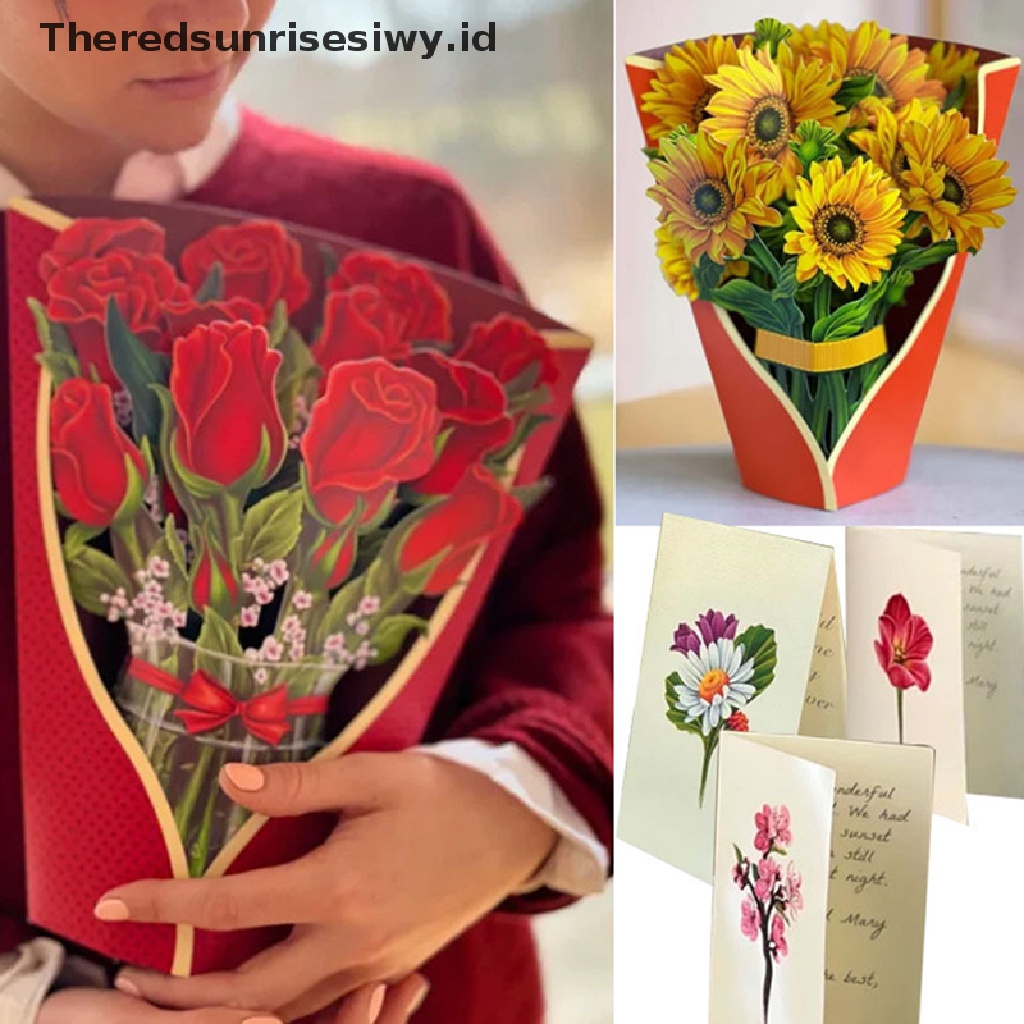 # Kado Mom &amp; PAPA DIY # Kertas Kartu Buket Bunga 3D Fall Flower Ukir Kartu Greeg Hadiah~