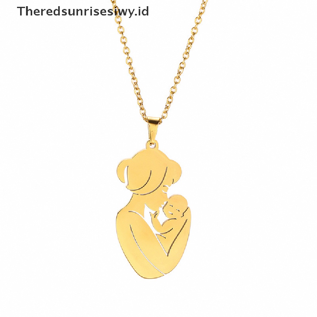 # Kado Mom &amp; PAPA DIY # Kalung Ibu Ayah Bayi Anak Kid Hari Ibu Warna Emas Rantai Stainless Steel Hadiah~