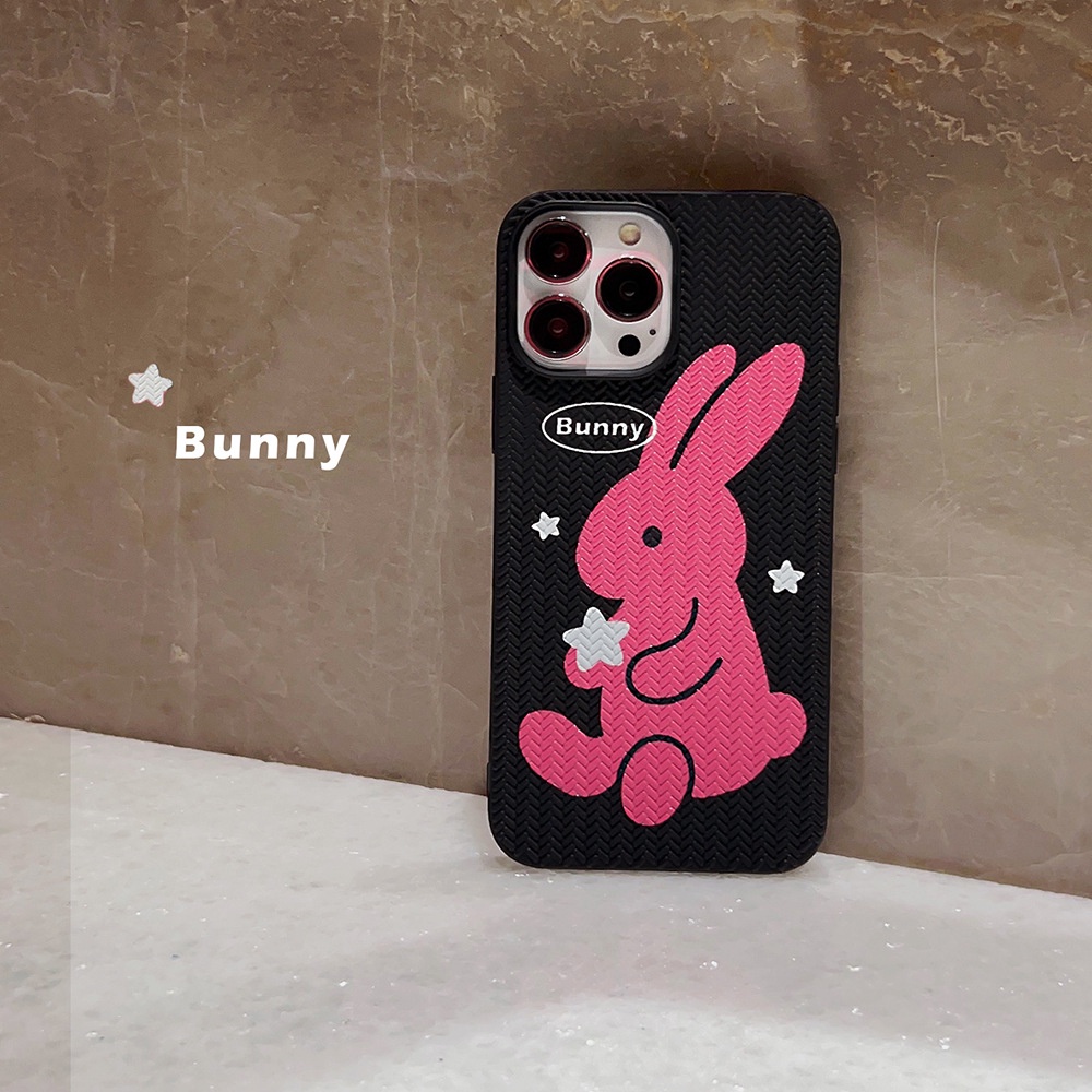 IPHONE Manis Keren Bintang Mawar Merah Bunny Kelinci Rajut Pola Telepon Lembut Pelindung Ponsel Case Cover Untuk Iphone7 8 PLUS X XR XS 11 12 13 14 PRO MAX SE 2020