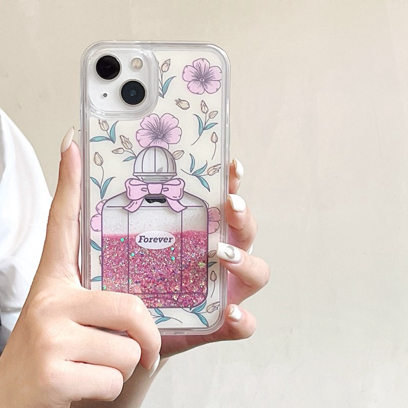 Fashion Quicksand Shine Forever Perfume Girl Woman Soft TPU Case HP iP iPhone 12 13 14 Pro Max 11 FTD Casing Apple