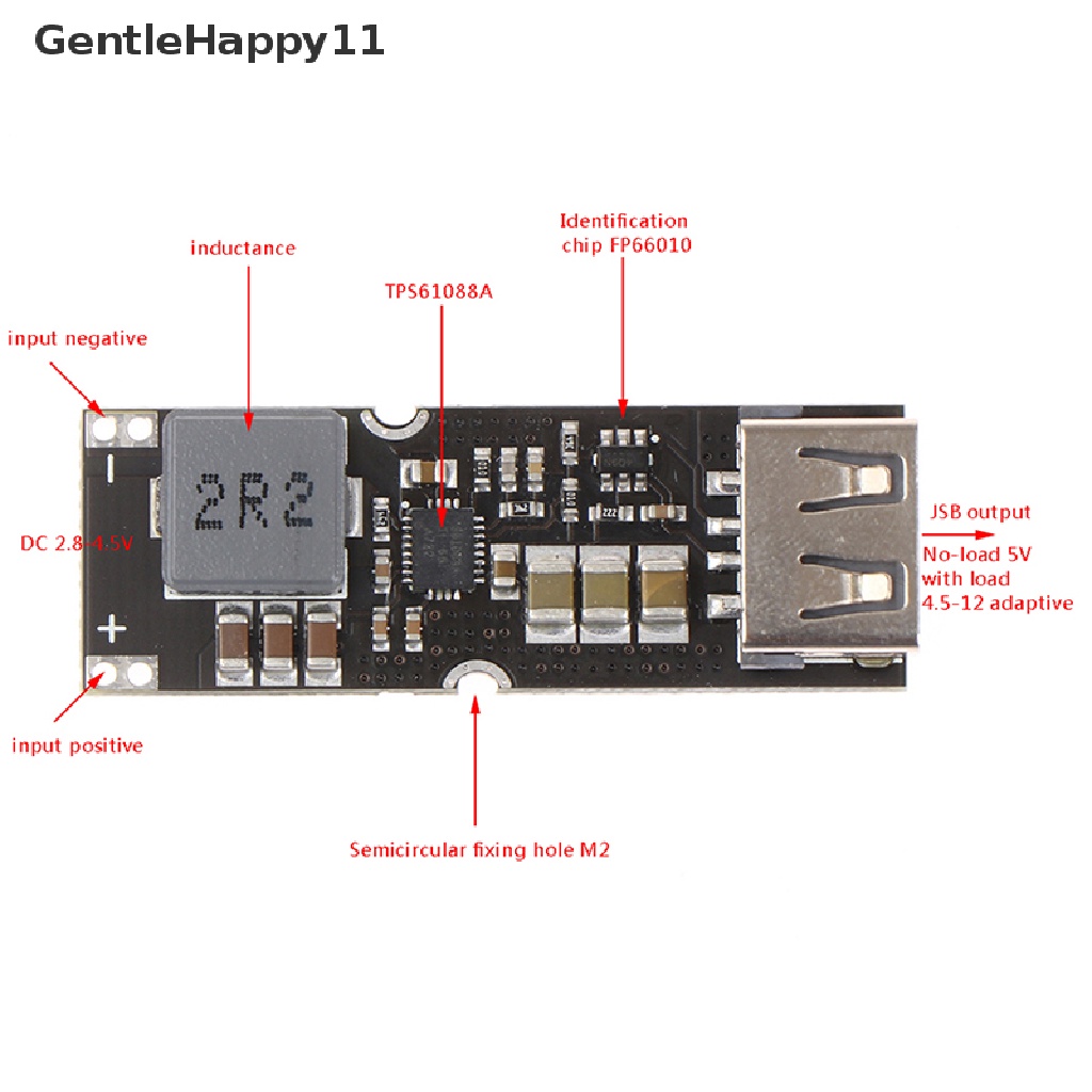 Gentlehappy TPS61088 Cell Papan Modul Daya Lithium Boost 3.2V 4.2 V Liter 5V 9V 12 V id