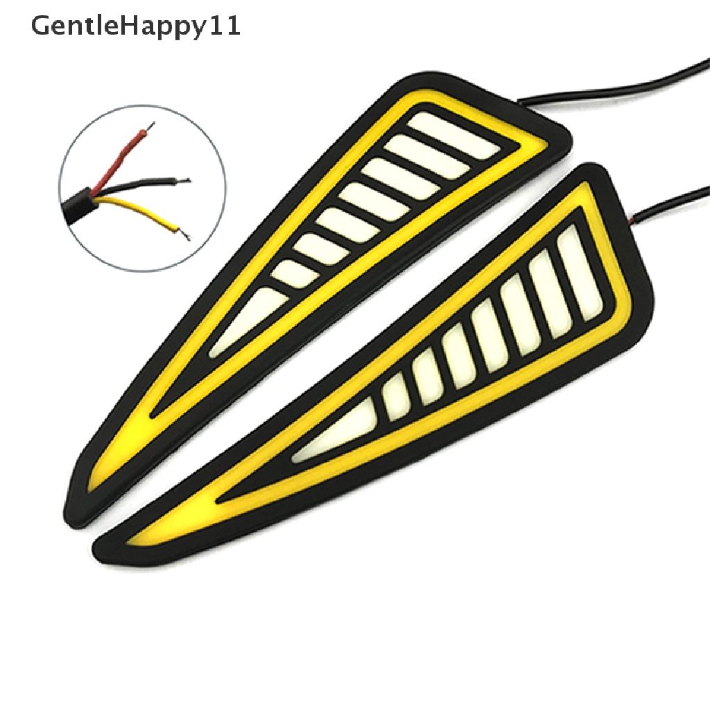 Gentlehappy Lampu LED Bumper Strip Mobil COB Daytime Running Light Kuning Sein DayLight DRL id