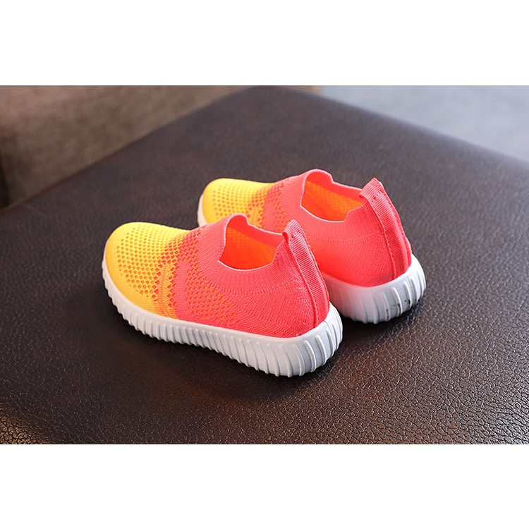 &quot;FREE BOX&quot;SIZE 22-33  Sepatu Slip On Anak Rajut Gradasi  Kasual Kanvas Bernapas Kekinian LV0298