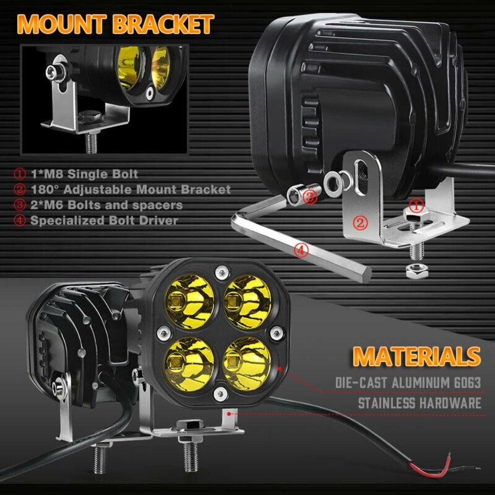 Lanfy Lampu Kerja Spot Led Universal Untuk Truk Mobil Car Accessorie Putih Traktor Motor Mengemudi Offroad Square Spotlight