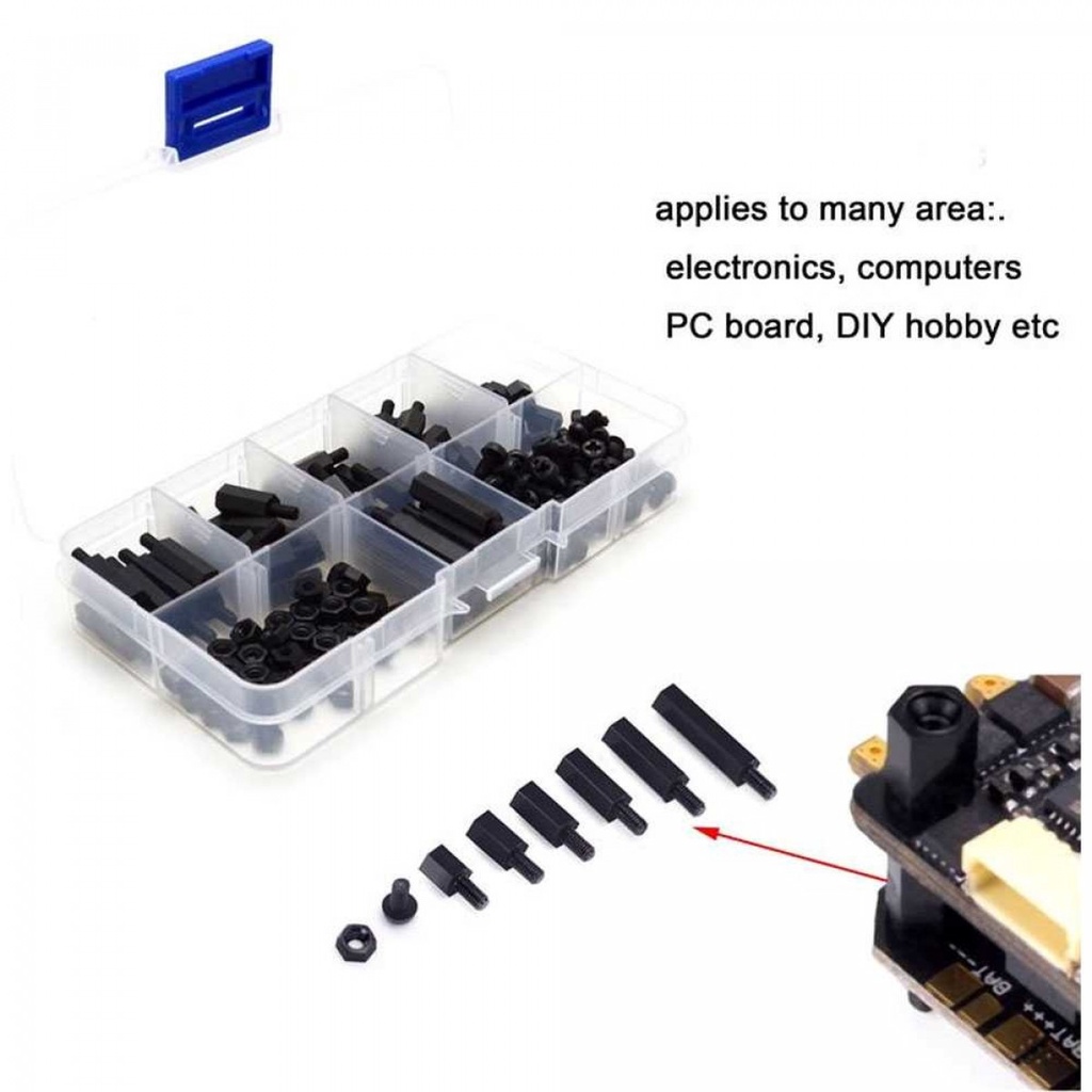 Set Stand-off Spacer Kit Nylon M3 180 PCS - M3 XHHD