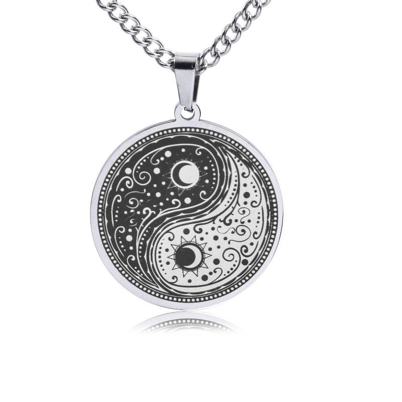 Z H Perhiasan Anti Karat Kreatif Yin Yang Tai Chi Liontin Untuk Pria Dan Wanita Fashion Baja Titanium Kalung Retro Hip Hop Rock Punk Aksesoris Pesta