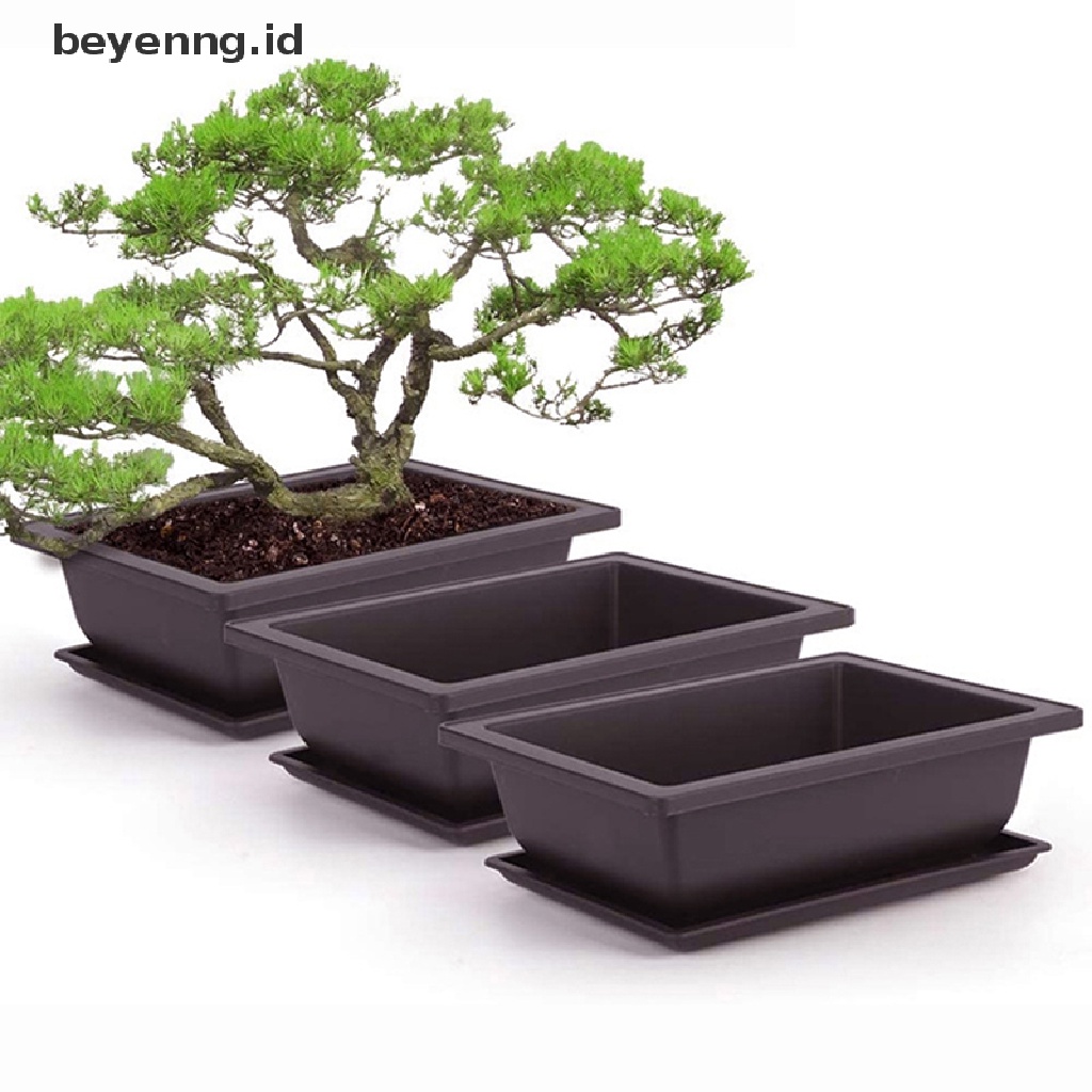 Beyen 1PC Pot Bunga Balkon Plastik Pot Persegi Flower Bowl Nursery Basin ID