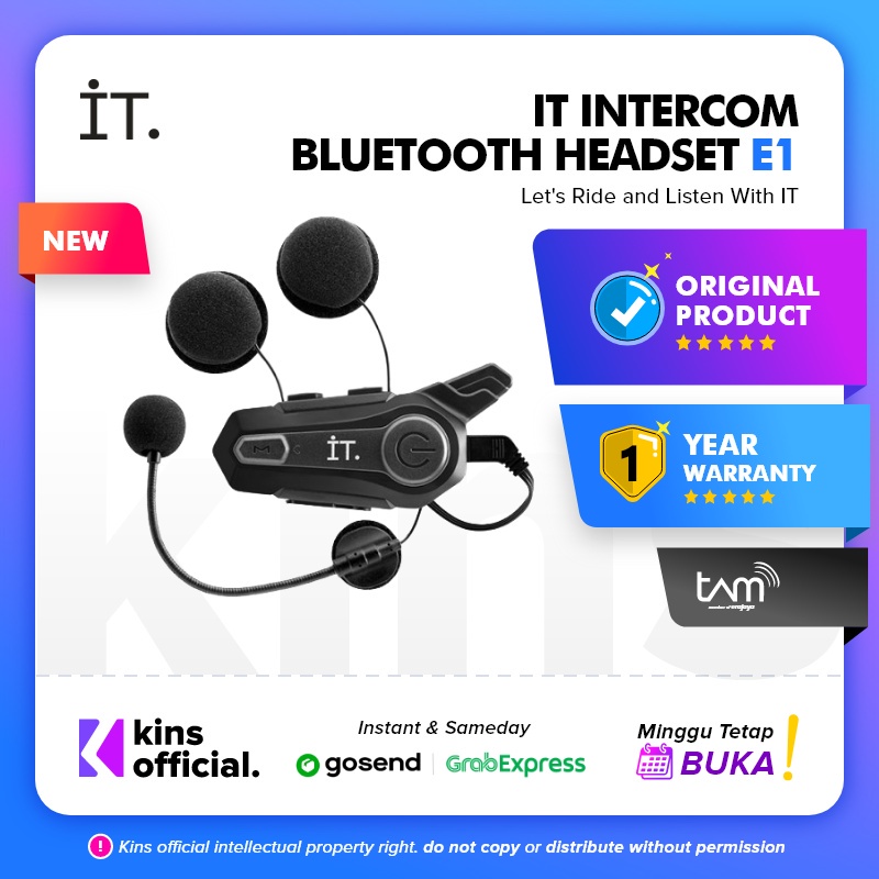 IT E1 Intercom Bluetooth Headset E1 - Garansi Resmi TAM - depanrumah