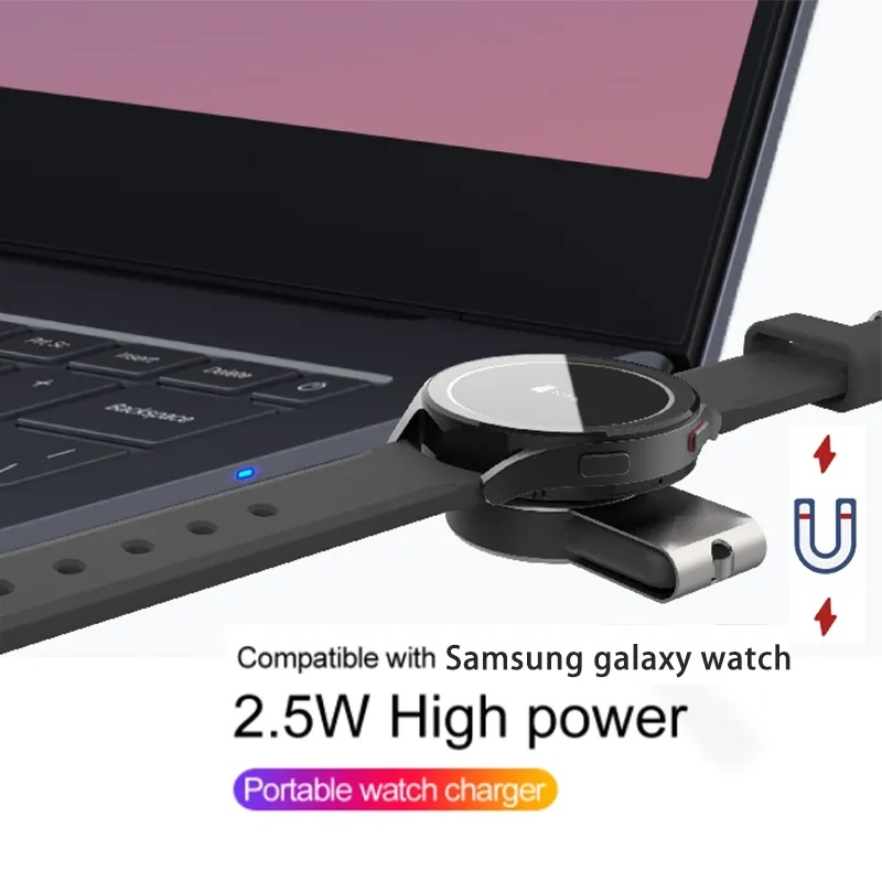Halus 2-in-1 Sederhana40 /42 /44 /44 /46mm Samsung Watch Fast Magnetic Wireless Charger Ringan Portable Compact ABS Power Adapter Untuk Samsung Galaxy Watch 5Pro/5 /4 /3Ak1 /2