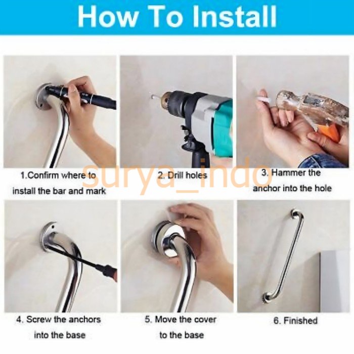 PEGANGAN KAMAR MANDI 40 CM STAINLESS HANDRAIL GRAB BAR HANDLE BATHTUB
