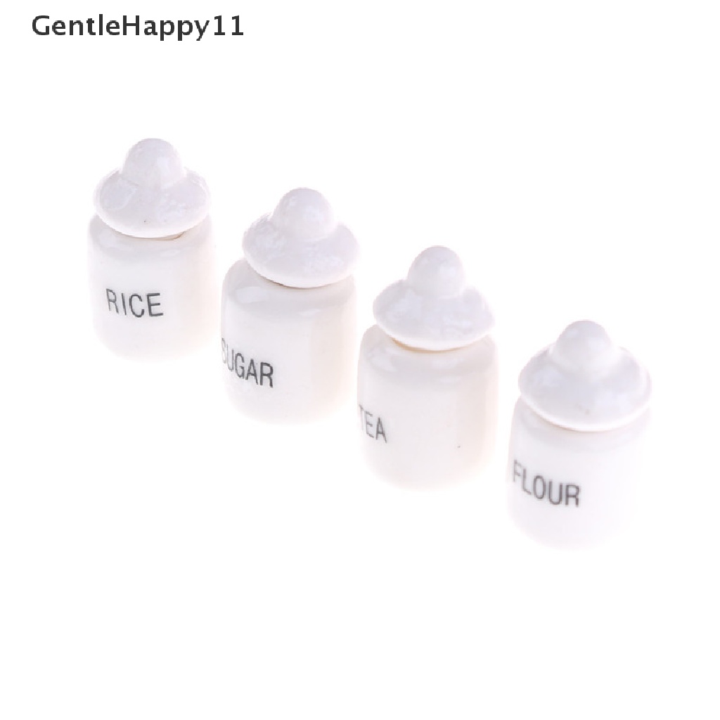 Gentlehappy 4pcs1per12rumah Boneka Miniatur Lucu Putih Keramik Penyimpanan Toples Dapur Akses Klasik Pretend Play Furniture Mainan Untuk Anak id