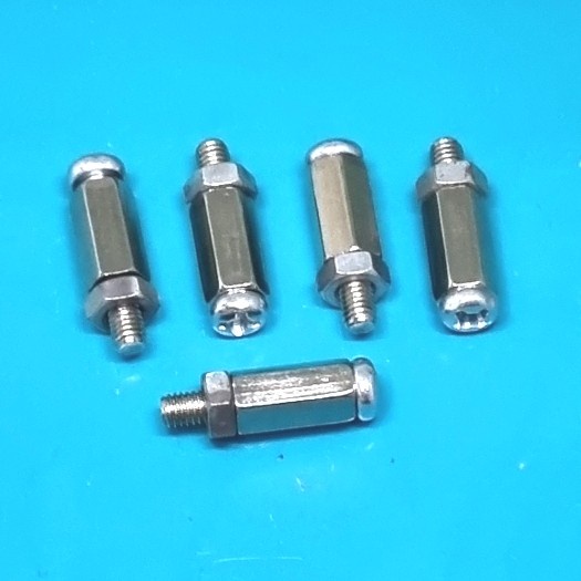 M3 10mm + 6mm Spacer Tiang PCB Silver + Mur Nut Baut Screew JP3