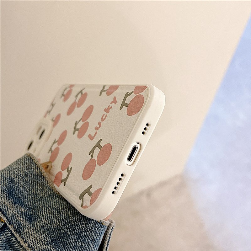 Leather Nice Pink Cherry Soft Silicon Case HP iP iPhone 7 8 14 + Plus SE 2020 X XS XR Max 11 12 13 Pro Max New FTD Casing Apple