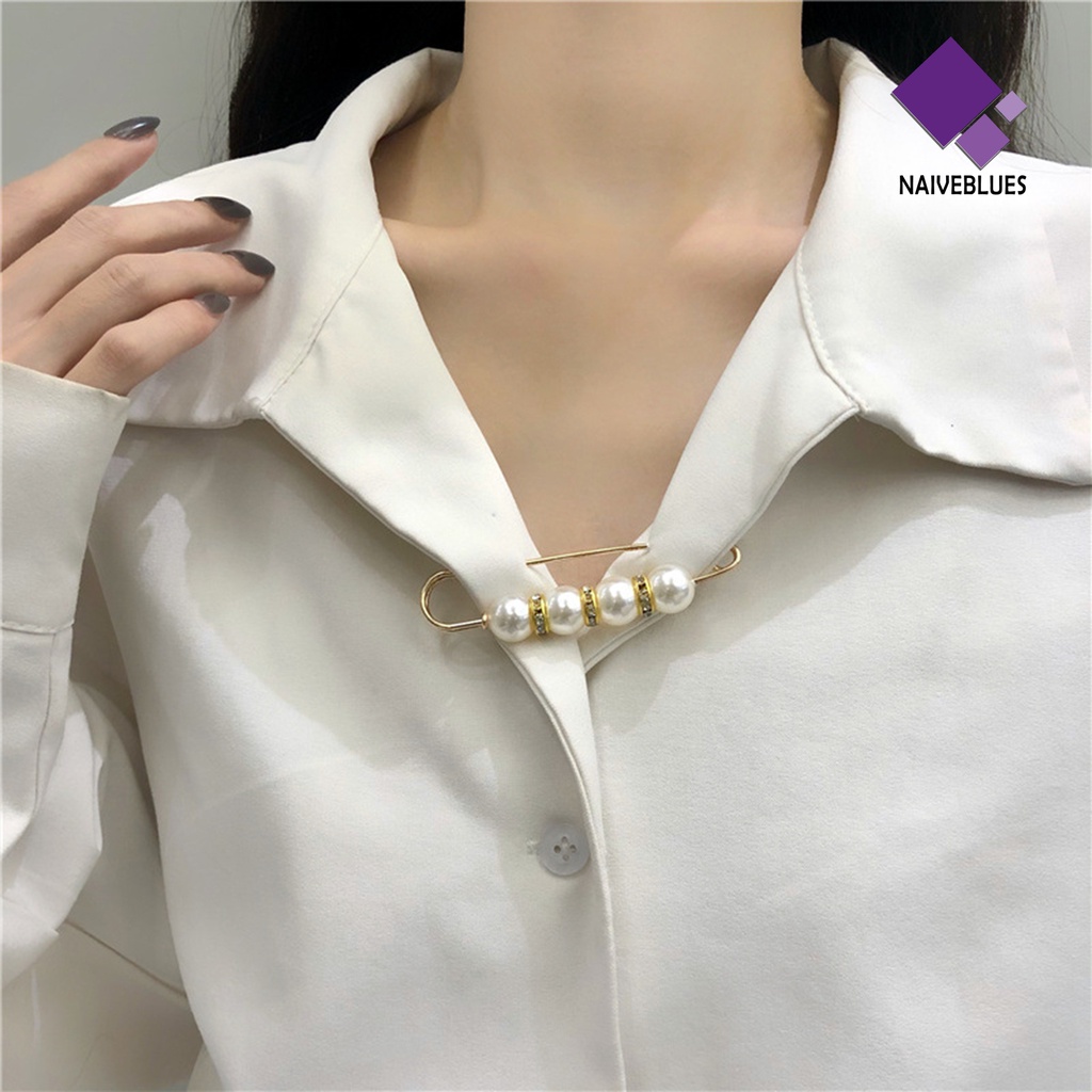 &lt; Naiveblues &gt; 8Pcs Mutiara Imitasi Pin Kerajinan Gesper Ketat Pin Elegan Bros Aksesoris Wanita Pria