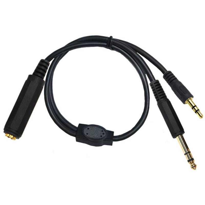 Cre Spliter Cable 6.35mm Female to 6.35mm Male+3.5mm Male Headphone Cable Kabel Untuk Gitar, Perangkat Laptop