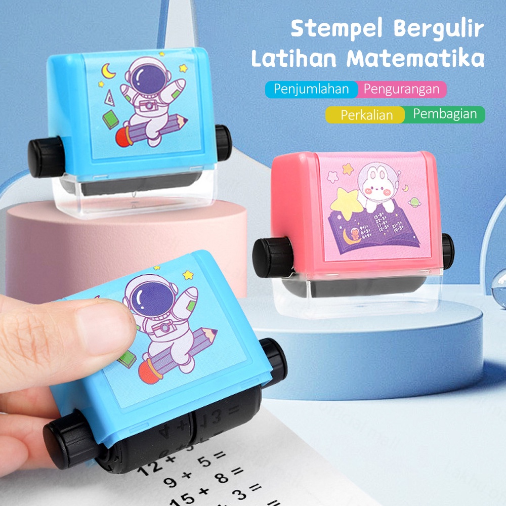 Lakhu Stempel Roll Matematika/ Alat Edukasi Belajar Anak/ Stempel Perkalian Matematika Untuk Belajar Math