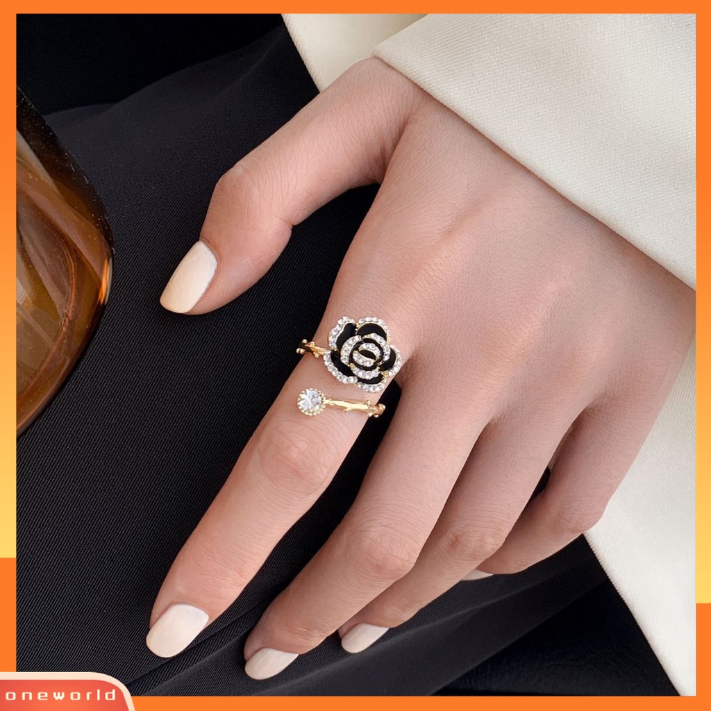 [EONE] Wanita Cincin Camellia Pembukaan Perhiasan Adjustable Gaya Korea Cincin Hadiah Ulang Tahun