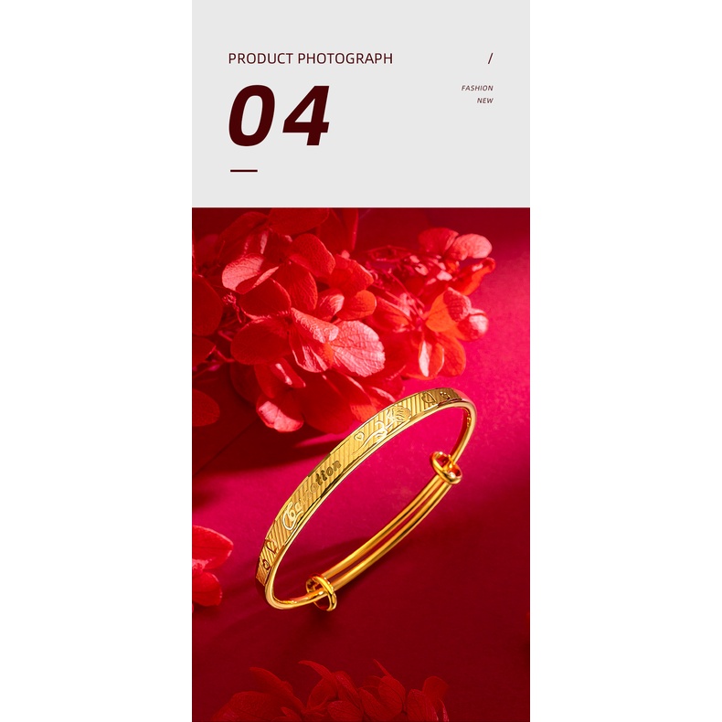 Goldkingdom Aksesoris Fashion 24 K Bangkok Aksesoris Stok Lapis Emas Menebal Kontrol Angka Komputer Carnation Bunga Gelang Hadiah Ibu