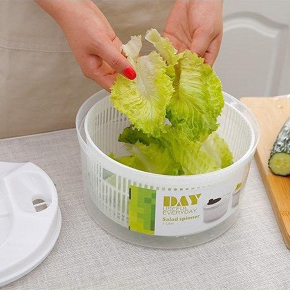 [Elegan] Salad Spinner 1Pcs Plastik Dengan Tutup Selada Untuk Cuci Pengeringan Dehidrator Putar Berdaun