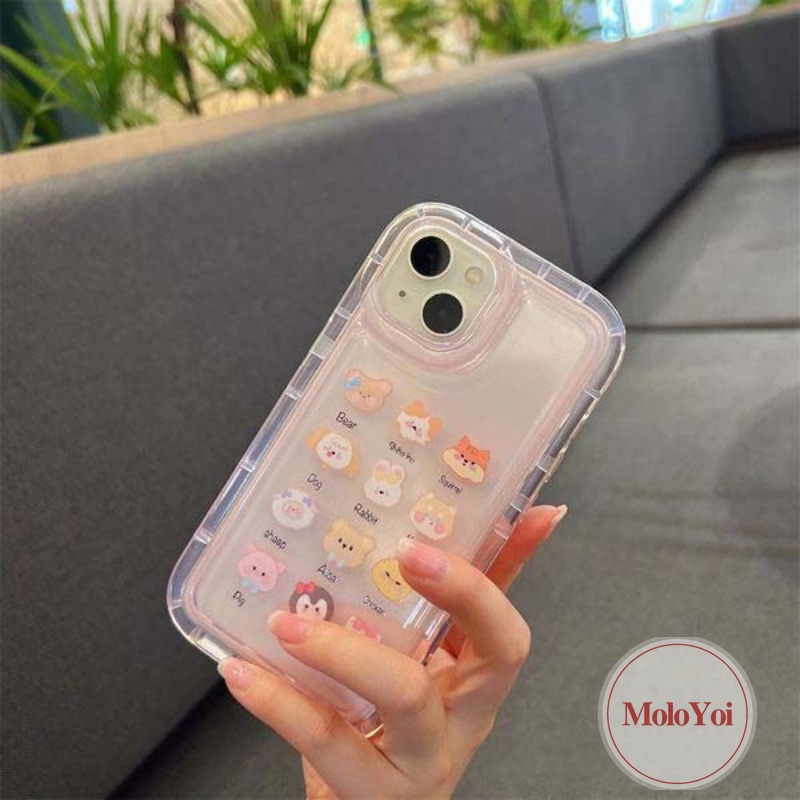 Ins Cherry Candy Kartun Hewan Lucu Beruang Katak Case Kompatibel Untuk IPhone 7Plus XR 11 14 13 12 Pro MAX 6 6S Plus X XS MAX Kawaii Phone Case Shell Lembut Tpu Shockproof Airbag Cover