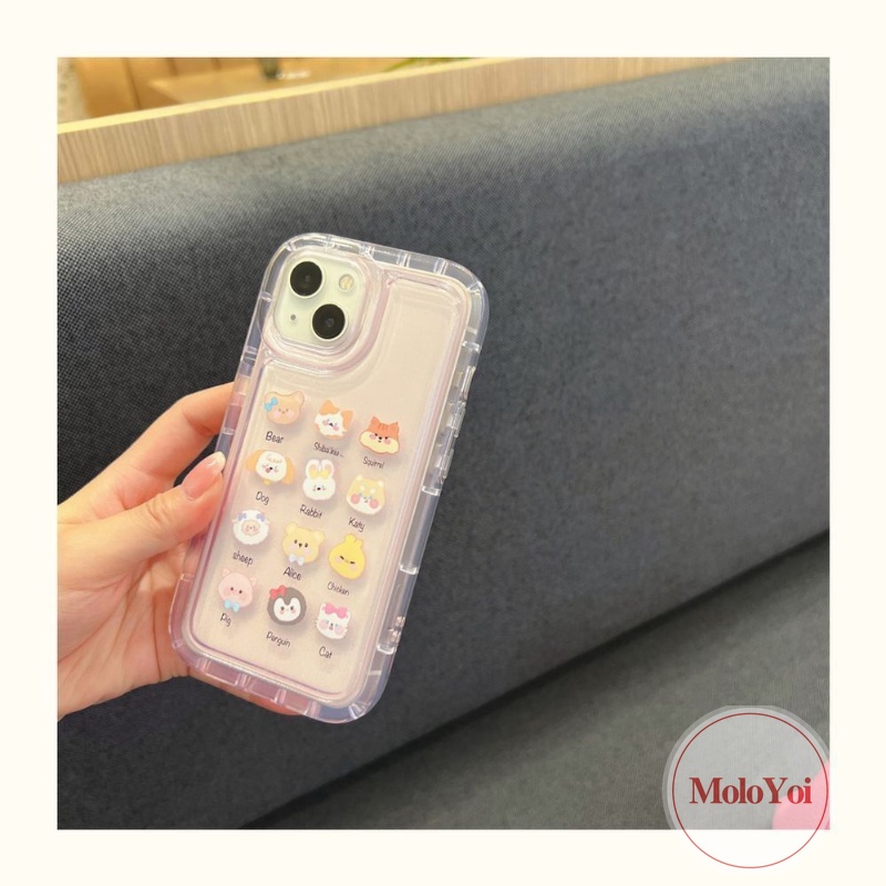 Ins Cherry Candy Kartun Hewan Lucu Beruang Katak Case Kompatibel Untuk IPhone 7Plus XR 11 14 13 12 Pro MAX 6 6S Plus X XS MAX Kawaii Phone Case Shell Lembut Tpu Shockproof Airbag Cover