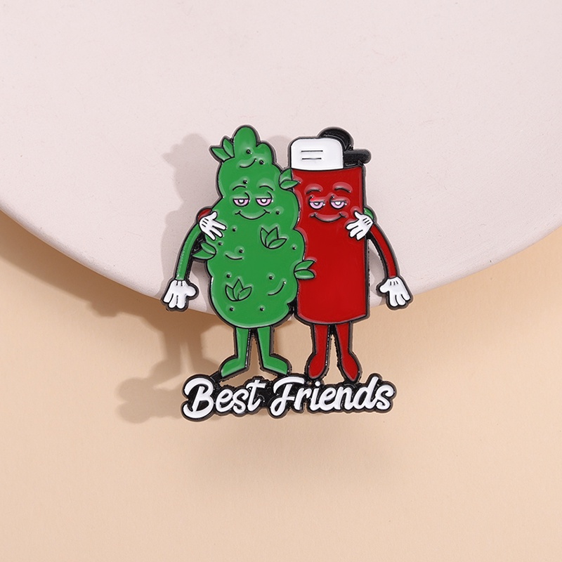 Sahabat Enamel Pin Kartun Tembakau Daun Lighter Bros Lencana Kerah Pin Lucu Perhiasan Hadiah Untuk Teman Pasangan