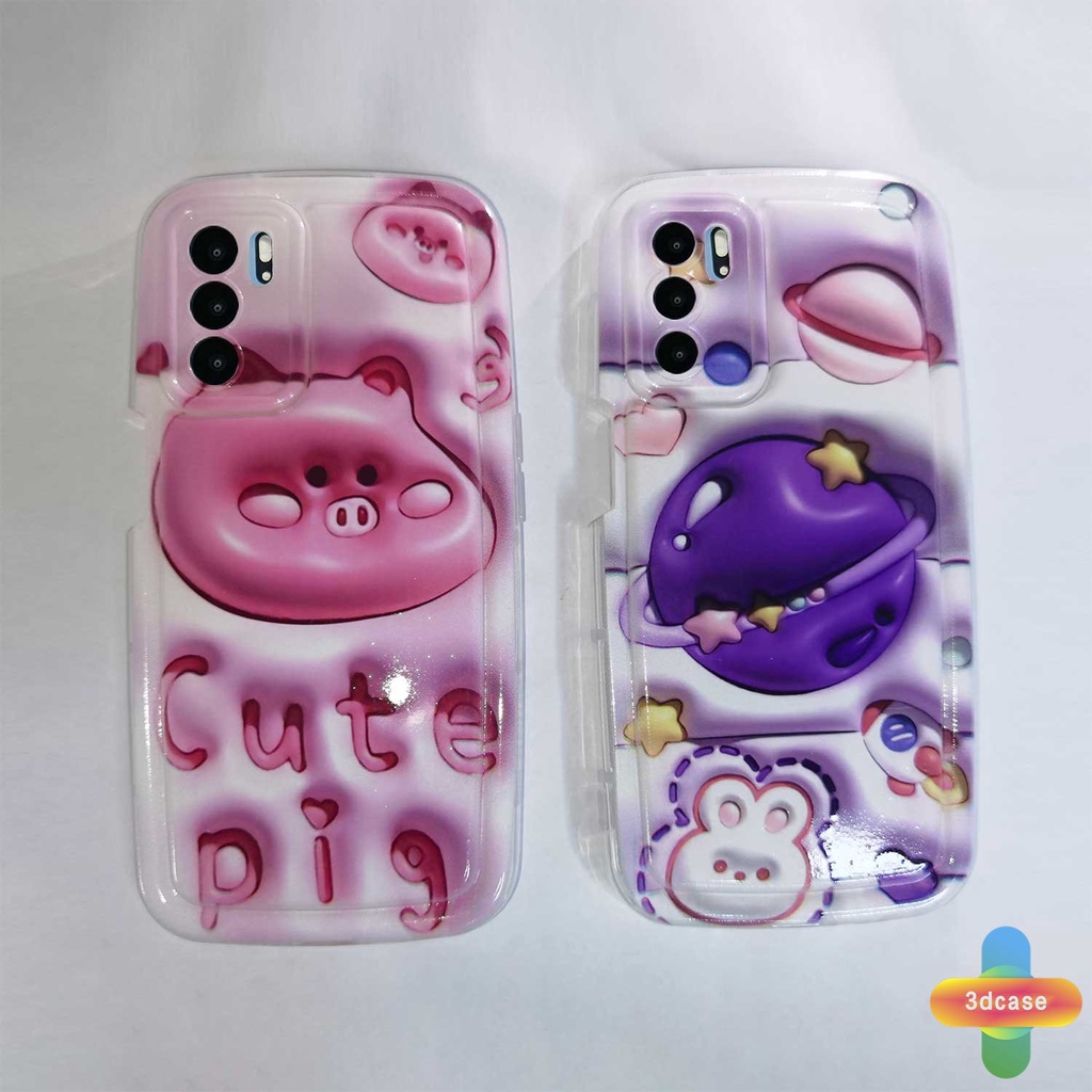 Soft Case OPPO Reno 7 7Z 8Z 5 4 6 8 A57 A55 A57S A57E A7 A17 A17K A5 A9 A31 A53 A33 2020 A77S A15 A54 A5S A3S A76 A96 A16 A95 A12 A12S A1K A16E A16K A54S  5F 5K 4F 4 5 06 Lite A74 A15S A52 A11K A92 A35 A36 A11 Cute Pig Camera Lens Protection Soap Case