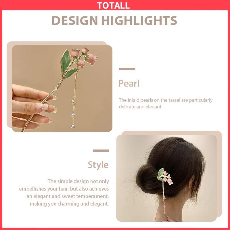 COD Jepit Rambut Mutiara Rumbai Metal Orchid Design Simple Ceruk Aksesoris Fashion-Totall