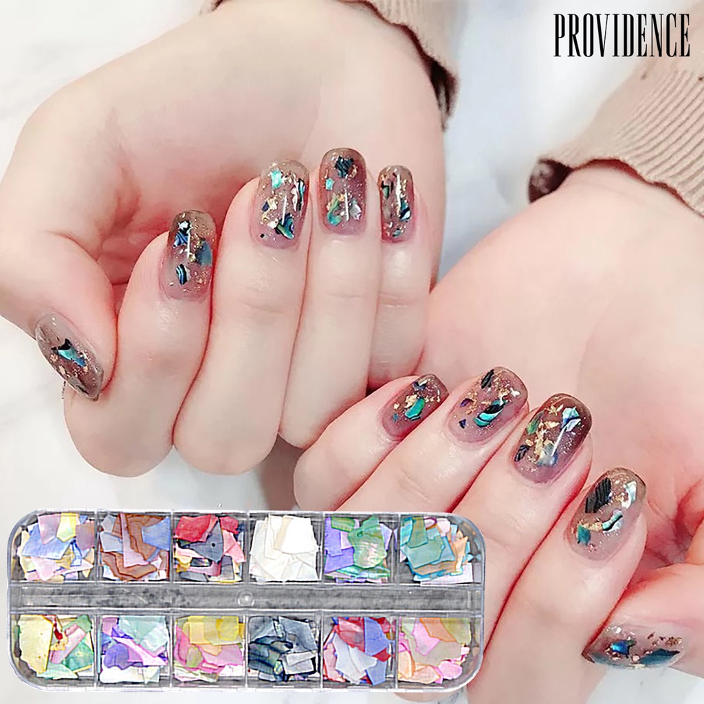 Providence 1kotak Dekorasi Kuku Warna Vibrant Bentuk Tidak Teratur Shell Menarik Fragment Nail Decor DIY Hiasan Kuku Palsu Perlengkapan Kuku