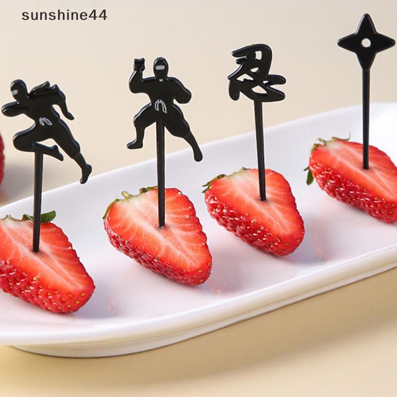 Sunshine 9pcs/set Mini Ninja Style Garpu Buah Anak Snack Dessert Bento Makan Siang Dekorasi Pesta ID