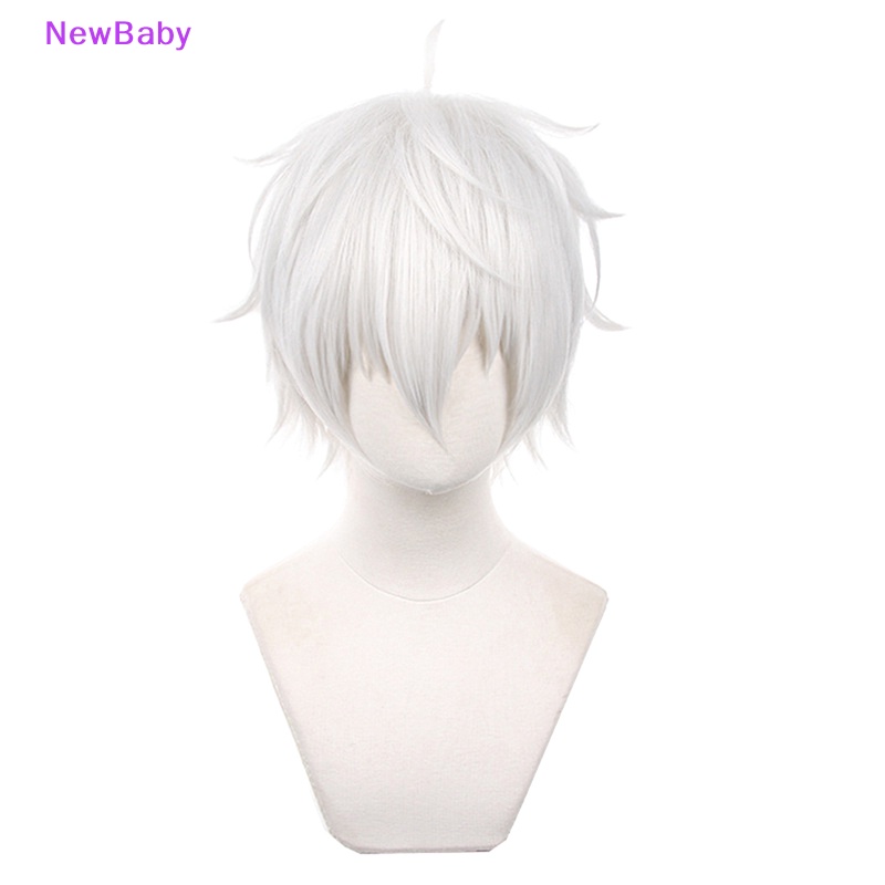 Newbaby Wig Cosplay Anime Untuk Kostum Pembunuhan Dramatis Wig Sintetis Putih Sliver Pendek ID