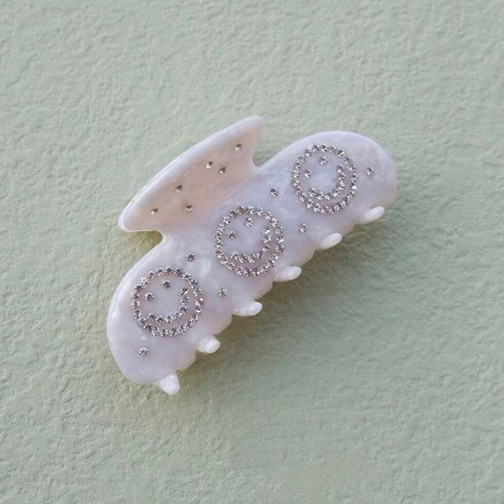 Mxbeauty Korean Style Hair Claw Hadiah Putih Fashion Elegan Jepit Musim Panas Mengkilap Vintage Berlian Imitasi Jepit Rambut
