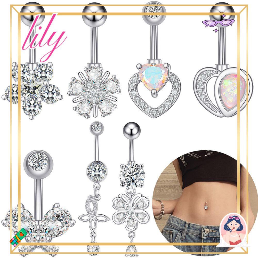 Lily Belly Button Ring Body Jewellery Surgical Steel Kristal Pusar Rings