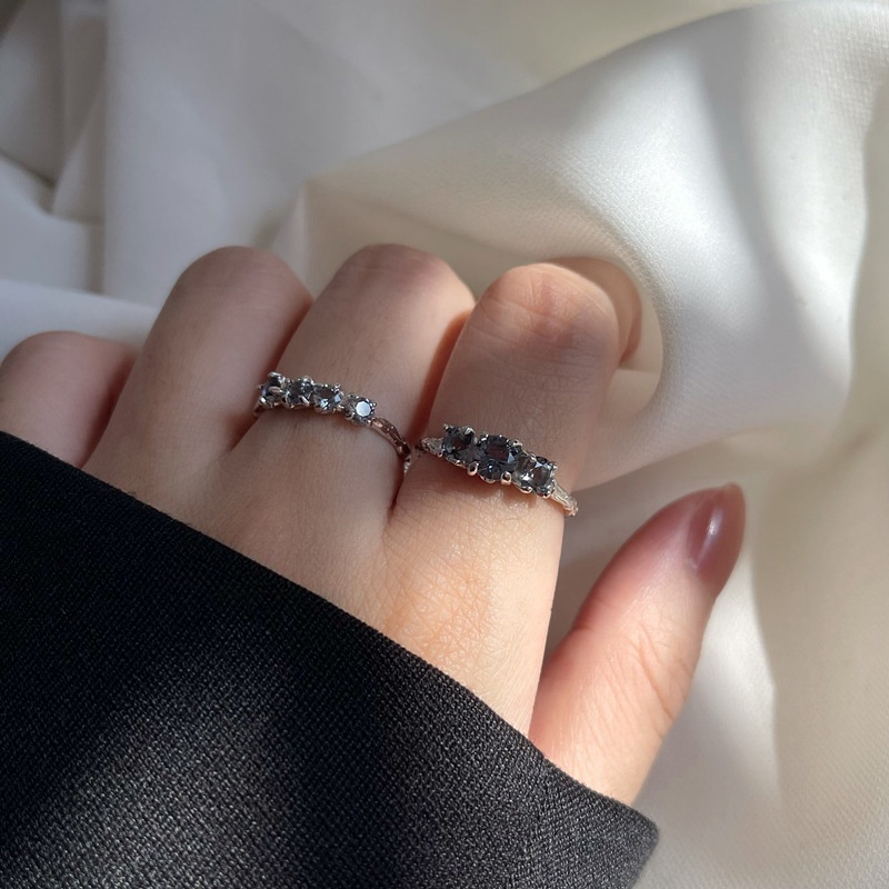 Cincin Terbuka Zirkon Biru Aksesoris Busana Sederhana Versi Korea