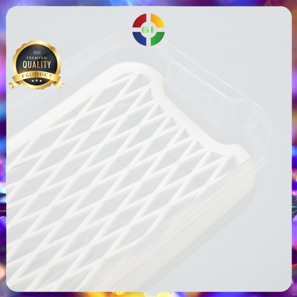 Kotak Plastik Kontainer Makanan Kulkas Kitchen Storage Food Box with Drain Hole White