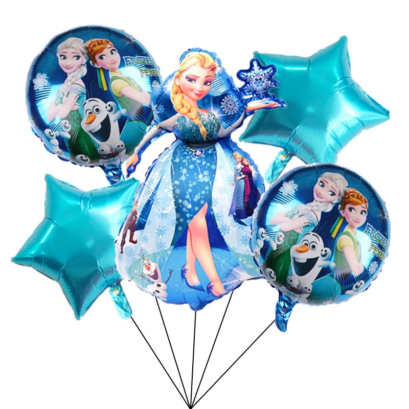 5 Pcs/Set Disney Anime Frozen Figure Balon Mainan Snowman Princess Anna Elsa Olaf Aluminium Film Balon Dekorasi Pesta Ulang Tahun