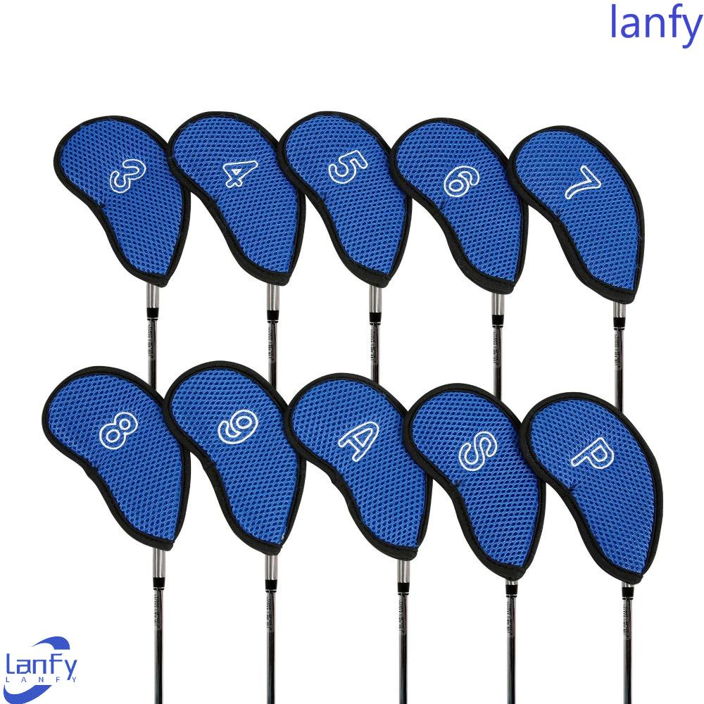 Lanfy Penutup Kepala Besi Golf Tahan Lama Golf Putter Besi Wedge Protector Golf Iron Covers Set Golf Putter Aksesoris Alat Pelatihan Penutup Kepala Golf Jaring