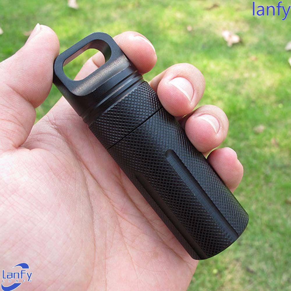 Lanfy Pill Box Portable Anti Air Botol Kering Gantungan Kunci Kapsul Survival Hike Box Seal Tank