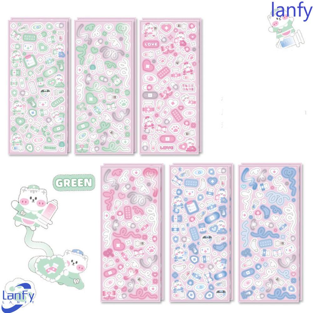 Lanfy Stiker Kartun Kucing Lucu 12lembar Proses DIY Mainan Kulit Laptop DIY Craft Projects Sparkling Photocards Collage Decor