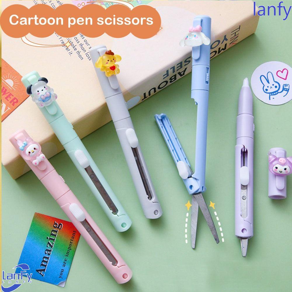 Lanfy Gunting Graver Lipat Portable DIY Kantor Sekolah 2in1 Stationary Paper Scissors